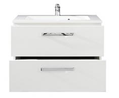 trendteam Badezimmer Waschbeckenunterschrank Unterschrank Adamo, 81 x 54 x 46 cm in Weià Hochglanz mit Mineralguss-Einsatzwaschbecken