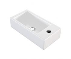 NEG Waschbecken Uno41H (extra klein/eckig/Armatur rechts) Hänge-Waschschale (weiß) mit Nano-Beschichtung