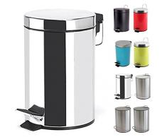 MSV Treteimer Mülleimer Kosmetikeimer Abfalleimer aus Edelstahl 5 Liter - Edelstahl