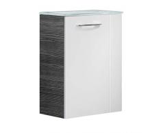 FACKELMANN VADEA Gäste WC Set Links 2 Teile/Glas Waschbecken/Waschbeckenunterschrank mit 1 Tür/Badmöbel mit Soft-Close/Türanschlag Links/Korpus: Schwarz/Front: Weiß/Breite: 45 cm