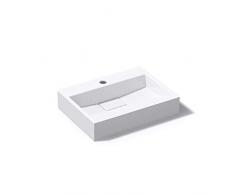 Waschbecken Col19 Aufsatz-Waschbecken Hänge-Waschtisch Gussmarmor Rechteckig Waschplatz 1 Armaturenloch Breite: 50cm