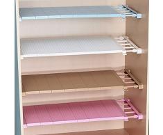 Zhuotop Einstellbare Lagerregal Badregal ohne Bohren für Kleiderschrank Aufbewahrung Küche Badezimmer Separator Kunststoff hellrosa, 38 cm