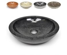 Divero Naturstein Aufsatz-Waschbecken Handwaschbecken Waschschale Marmor Stein poliert rund schwarz