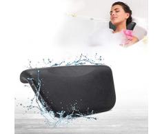 Essort Badewannenkissen, Stylisch PU-Badekissen mit Saugnäpfen, Nackenkissen Kopfstütze für Badewanne Spa Whirlpool, Ergonomische Kopfstütze Kopf, Hals, Rücken und Schultern 270 x 140 x 50 mm -Schwarz