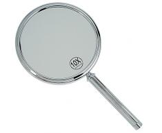 Kosmetex Handspiegel mit 10-fach Vergrößerung, Metall, 2 Spiegelflächen, Kosmetik-Spiegel