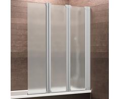 Schulte Badewannenaufsatz Duschabtrennung Badewanne Köln 3-teilig, 130x118 cm, Sicherheitsglas matt-sandgestrahlt, Profile alu-natur