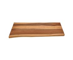 wohnfreuden Teak Holz Waschtischplatte Natur braun ✓ Gr. L 100x40x4 cm ausgetrocknet und lasiert ✓ Holz-Platte für für Waschbecken