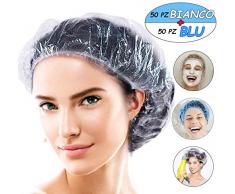 100 Stück Einweg-Duschhaube aus Kunststoff, elastisch, Duschkappe, Duschkappe, für Zuhause, Salon, Spa, Reisen, Hotel, Friseur und Werkstatt