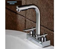 DOMOUDOWarm- und Kaltwasserhahn Universal-Doppelsteuerung Warm- und Kaltwasserhahn Standbecken Doppelloch Drei-Loch-Becken Waschbecken