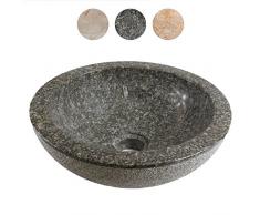 Marmor Waschbecken Handwaschbecken Wasch Becken Aufsatzwaschbecken Bad 33cm Stein Rund Grau Nr. 9