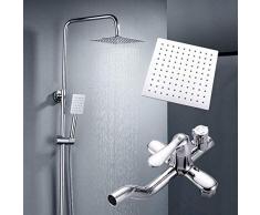 LQXZHS-Brausegarnitur Haushaltsdruckdüse Rechteckdusche Kupfer Edelstahl Wandbrause Wannenbrause Mischbatterie