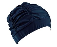 HugeStore Frauen Schwimmkappe Badekappe Badehaube Stoffbade Schwimmhaube Bademütze Swimming Cap Hut Tiefes Blau