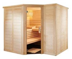 Well Solutions Massivholz Sauna | SaunakabineElegance mit Erker cm 234 L x 206 B x 204 H, Erker wahlweise rechts oder links