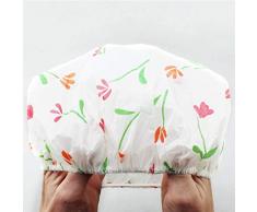 com-four® 5X Duschhaube wasserdicht zum Schutz der Frisur, Flexible Badehaube mit elastischem Gummiband mit verschiedenen Motiven, Ø 26 x 13 cm (05 Stück - Mix)