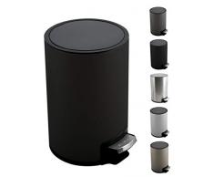 Spirella Kosmetikeimer 3 Liter Edelstahl mit Absenkautomatik und Inneneimer Riku Badezimmer Mülleimer Softclose Abfalleimer schwarz