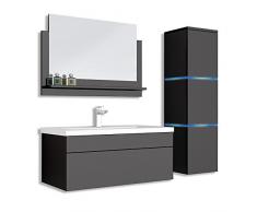 Home Deluxe - Badmöbel-Set - Wangerooge Big schwarz - L - inkl. Waschbecken und komplettem Zubehör - Breite Waschbecken: ca. 80 cm