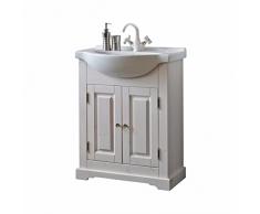 Badmöbel ROMANTIK 65 mit Waschbecken MASSIVHOLZ WEISS verschiedene Kombinationen (Waschbecken Waschbeckenunterschrank Spiegel)