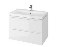 VBChome 80 cm Weiß Badmöbel Waschbecken mit Unterschrank Waschtisch 2-Schubladen Moduo