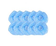 QIMANZI 100 Stück Einweg Duschhaube, Kunststoff Duschkappe, Haarschutz Haarhaube für Salon, Spa, Reise, Hotel, Dusche, Braids Durchsichtig(C Blue,A10)