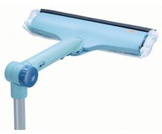 Leifheit Fensterwischer Window und Frame Cleaner L Telescope 200 cm, Abzieher mit Rundum-Bezug reinigt und trocknet, Scheibenabzieher mit Teleskopstiel und Click-System