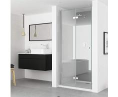 IMPTS Duschkabine Nischentür Dusch Duschtür Duschwand 180°Falttür Duschabtrennung 90x185cm | 6mm ESG Sicherheitsglas