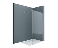 doporro Luxus Duschwand Duschabtrennung Bremen1K 120x200 Walk-In Dusche mit Stabilisator aus Echtglas 8mm ESG-Sicherheitsglas Klarglas inkl. Nanobeschichtung