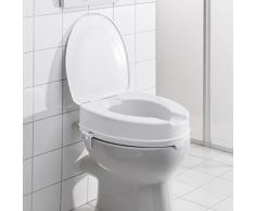 Toilettensitzerhöhung, Toilettenaufsatz WC-Aufsatz mit Hygiene- Ausschnitt & leichter Neigung, 10 cm Erhöhung, Kunststoff, weiß