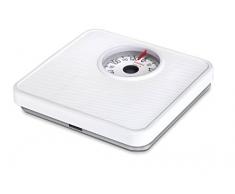 Soehnle Analoge Personenwaage Tempo White mit 130 kg Tragkraft, Körperwaage mit Vollsichtskala in 1-kg-Teilung, Waage mit praktischem Justierrad