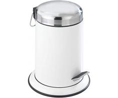 WENKO 17901100 Kosmetik Treteimer Retoro Weiß, Kosmetikeimer, Mülleimer Fassungsvermögen: 3 l, Edelstahl rostfrei, 22 x 30.5 x 22 cm
