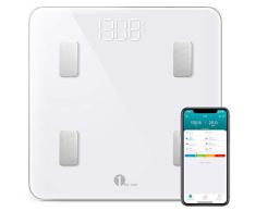 Körperfettwaage 1 BY ONE Wireless Körperanalysewaage mit iOS und Android APP, Smart digitale Personenwaage für Körperfett, BMI, Gewicht, Muskelmasse, Körperwasser, Skelettmuskel, Knochengewicht