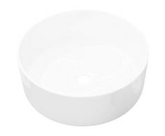 vidaXL 142342 Waschbecken Rund Keramik Weiß 40x15cm Waschschale Aufsatzwaschbecken
