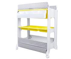 Wickeltisch 2 In 1 Babybadestation Schminktisch Mit Aufbewahrung Und Feststellbaren RäDern