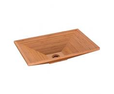 NEG Waschbecken Madera E55H (eckig) Bambus/Massivholz Aufsatz-Waschschale/Waschtisch (braun) mit versiegelter/karbonsierter Oberfläche