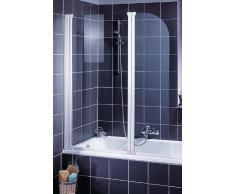 Schulte D1653 Badewannenfaltwand Badewannenaufsatz 2-tlg. 1150x1400, Echtglas klar, Profilfarbe alunatur