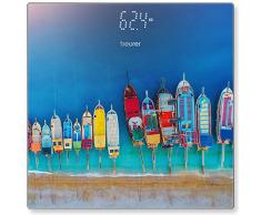 Beurer GS 215 Boats Glaswaage, digitale Personenwaage mit Magic-Display, Dot-Matrix-Anzeige, Trittfläche aus Sicherheitsglas und Tragkraft bis 180 kg