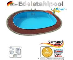 Edelstahlpool 4,90 x 3,00 x 1,25 Schwimmbecken Ovalpool Swimmingpool 4,9 x 3,0 x 1,2 Ovalbecken Edelstahlbecken Fertigpool oval Pool Edelstahl Einbaupool Pools Gartenpool Einbaubecken Folienpool Set