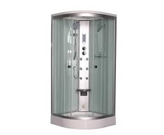 SAM Möbel Outlet Eck-Duschkabine Adria, Runddusche mit Rückendüsen, Regendusche inkl. Sitz, Regal, Bedienpaneel und Spiegel, Viertelkreisdusche 90 x 90 x 215 cm