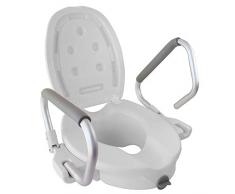 Mobiclinic, Modell Guadiana, Toilettensitzerhöhung, WC Sitzerhöhung, Toilettenaufsatz für Senioren, WC Hilfe, Deckel, klappbare Armlehnen, weiß, Modell Guadiana