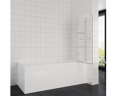 Elegant 100x140 cm Badewannenaufsatz Duschabtrennung, 2-teilig faltbar Duschwand für Badewanne mit Handtuchhalter