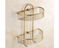 LifeX 2 Tier Messing Halbkreis Bad Ablagekorb, antiken ländlichen Dreieck Dusche Eckregal, Wand montiert Net Bracket Dreieck Dreieck mit Haken hängen