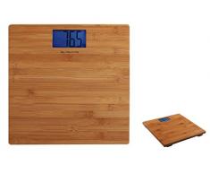 Digitale Personenwaage LCD-Display Körper-Waage Gewicht bis 180 kg Holz (Automatische Abschaltung, Digitalwaage, 100 g Schritte, Bambus)