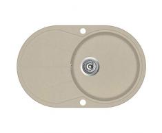 Tidyard Granitspüle Doppelbecken Kratzfest Küchenspüle Einbauspüle Spülbecken Spüle Küche Waschbecken Küchenbecken Auflagespüle Oval Beige Granit