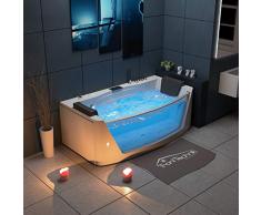 Tronitechnik Whirlpool Badewanne Milos 180cm x 88cm mit Heizung, Wasserfall, Hydromassage und Farblichtherapie