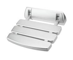 PrimeMatik - Duschklappsitz. Faltender Duschsitz. Duschstuhl aus Kunststoff und Aluminium Silber 350x348mm
