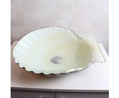 Homelavafans Gehärtetes Glas Waschbecken mit Wasserfall Wasserhahn, Wasserablauf und Montage Ring Rund (Schale)