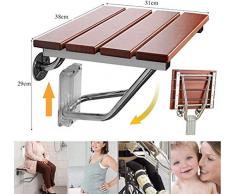 Stabiler Bad- & Duschhocker / 15 Folding Dusche Sitzbank aus Holz Wandmontage Massivholzkonstruktion mit Stahlrahmen medizinischen Gebrauch Faltbare Badezimmer Hocker Faltbare Duschstuhl for Senioren