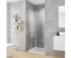 welmax Rahmenlos Duschabtrennung Nische Duschkabine 120cm Falttüren Duschtür Nischentür Dusche 6mm ESG Sicherheitsglas Höhe 185cm