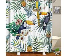 CLX Dusche Polyester Red Parrot Vorhänge und Sitzwanne Ananas,150 * 180cm