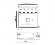 Systemceram Mera 57 Jasmin Keramik-Spüle Handbetätigung Creme matt Einbaubecken