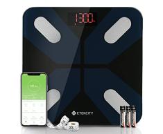 Etekcity Bluetooth Körperfettwaage, Personenwaage, Smart Digitale Waage, Körperanalysewaage mit Intelligenten APP für Körpergewicht, Fett, BMI, Muskelmasse, 28st/180kg/400lb, Schwarz